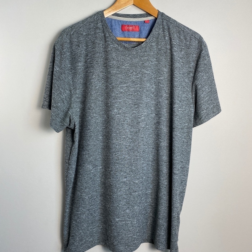 Bruno Milano Men's Gray/Black Streaked Short Sleeve Basic Casual T-shirt Size XL